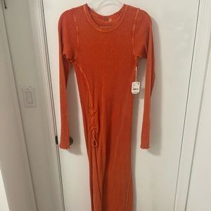 NEVER WORN & BRAND NEW Free people long sleeve burn orange dress